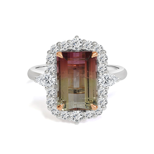 Bi-Colour Tourmaline and Diamond Dress Ring