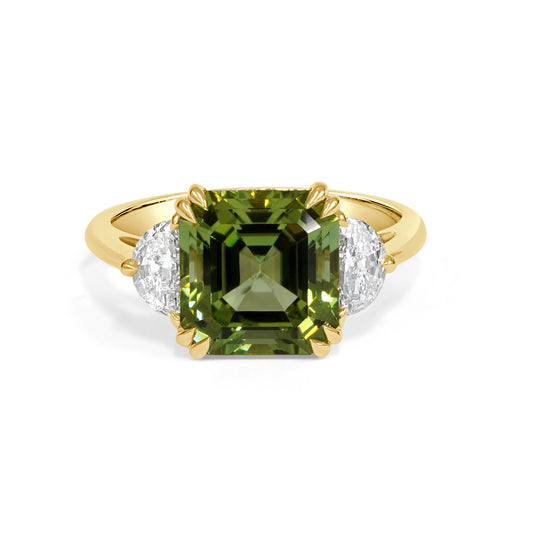 Green Tourmaline and Diamond Dress Ring