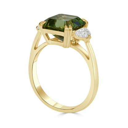 Green Tourmaline and Diamond Dress Ring