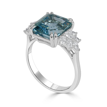 Aquamarine and Diamond Dress Ring
