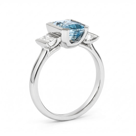 Aquamarine & Natural Diamond Dress Ring
