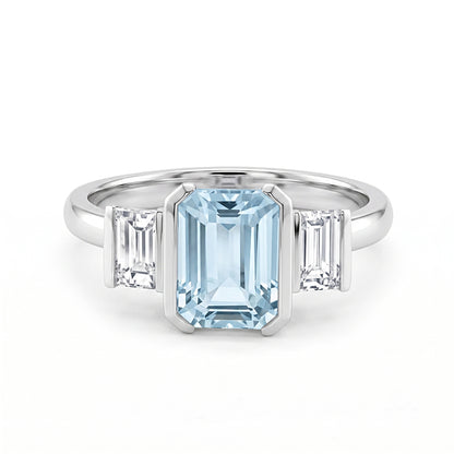 Aquamarine & Natural Diamond Dress Ring