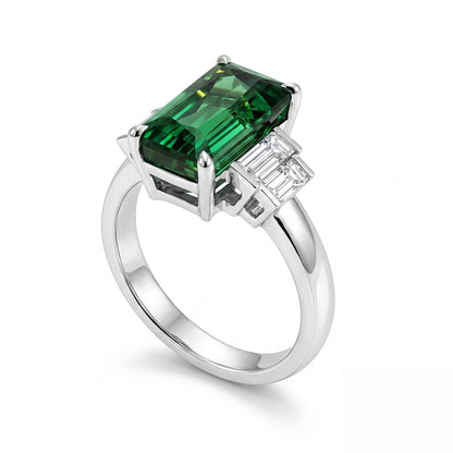 Blue Green Tourmaline and Diamond Dress Ring