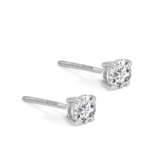 2 = 0.80ct Natural Diamond Stud Earrings in 18K White Gold