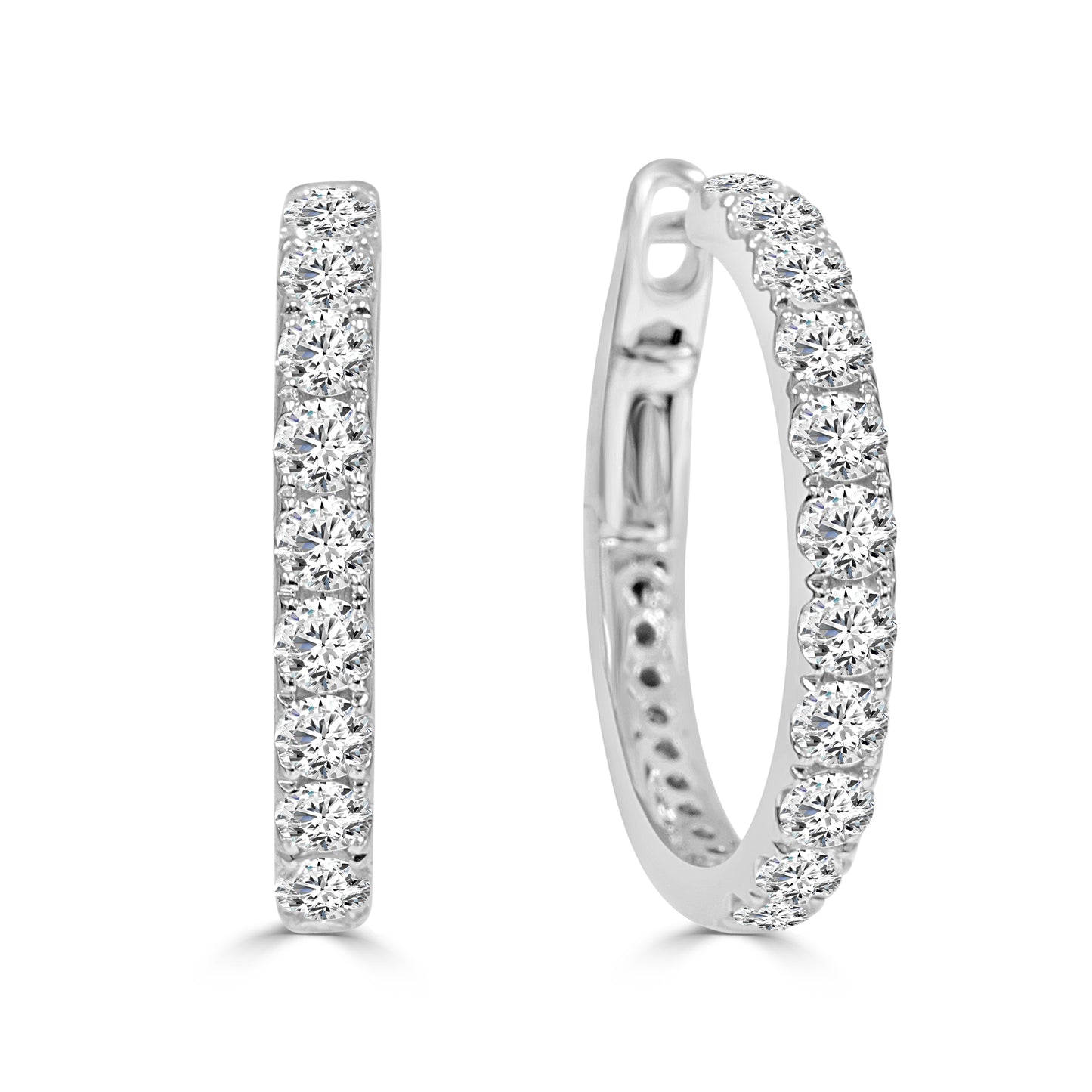 Natural Diamond Set Hoop Earrings
