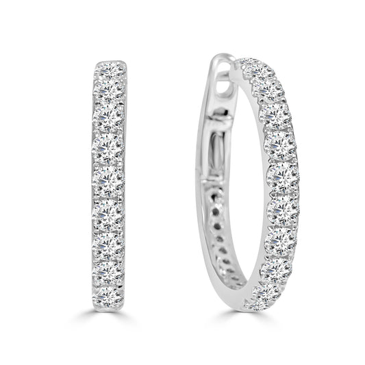 Natural Diamond Set Hoop Earrings