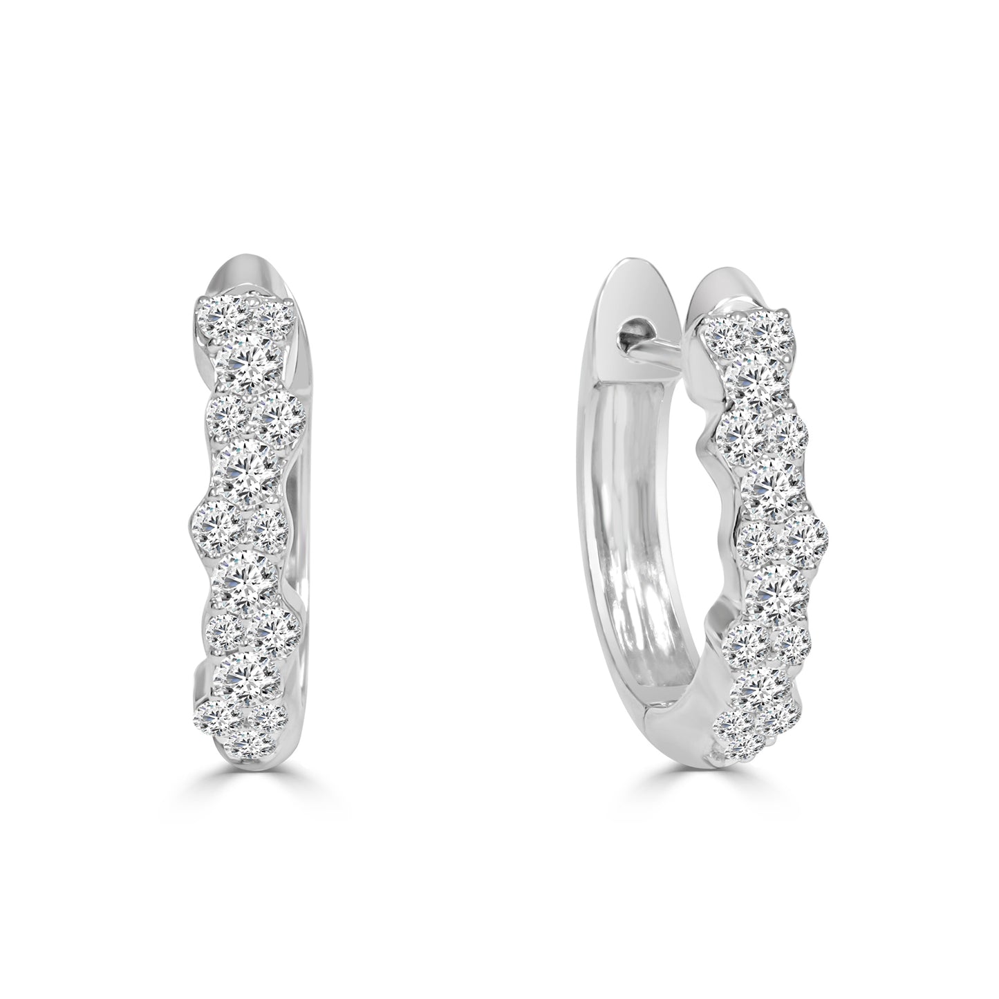 Diamond Set Contoured Huggie Earrings