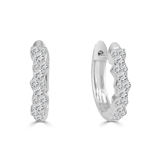 Diamond Set Contoured Huggie Earrings