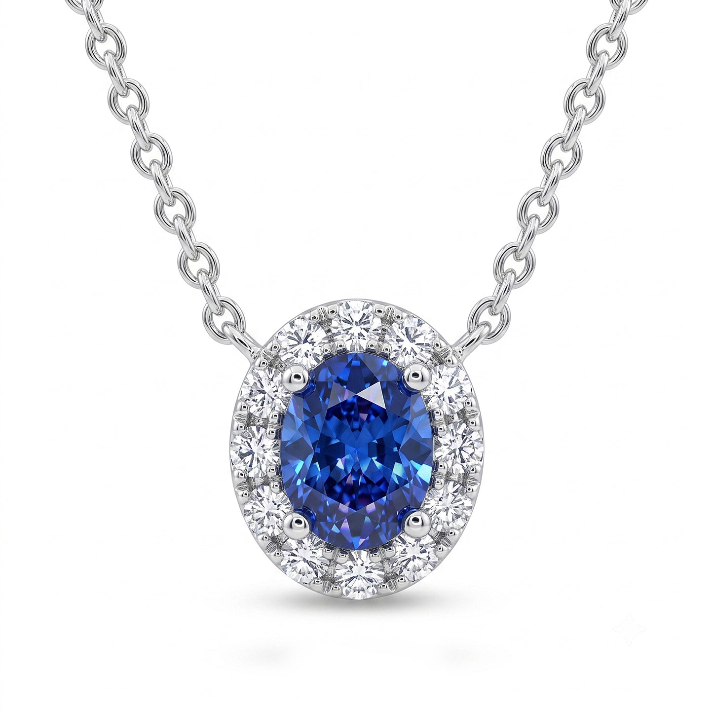 Ceylon Sapphire and Natural Diamond Pendant