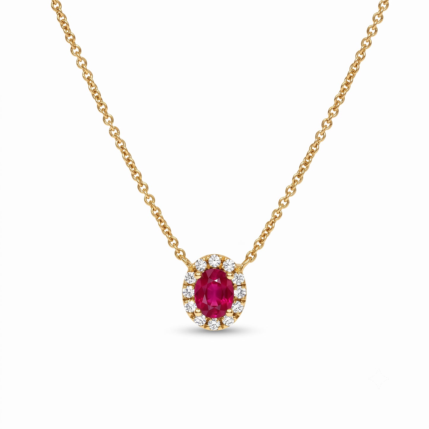 Ruby and Diamond Halo Pendant