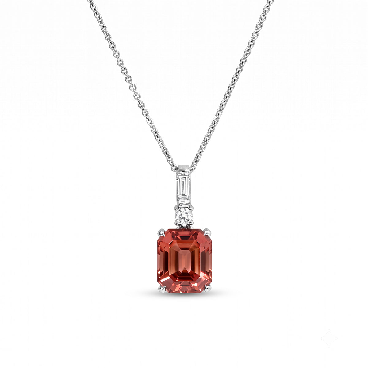 Pink Tourmaline and Natural Diamond Pendant