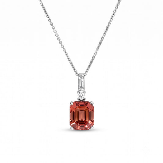 Pink Tourmaline and Natural Diamond Pendant