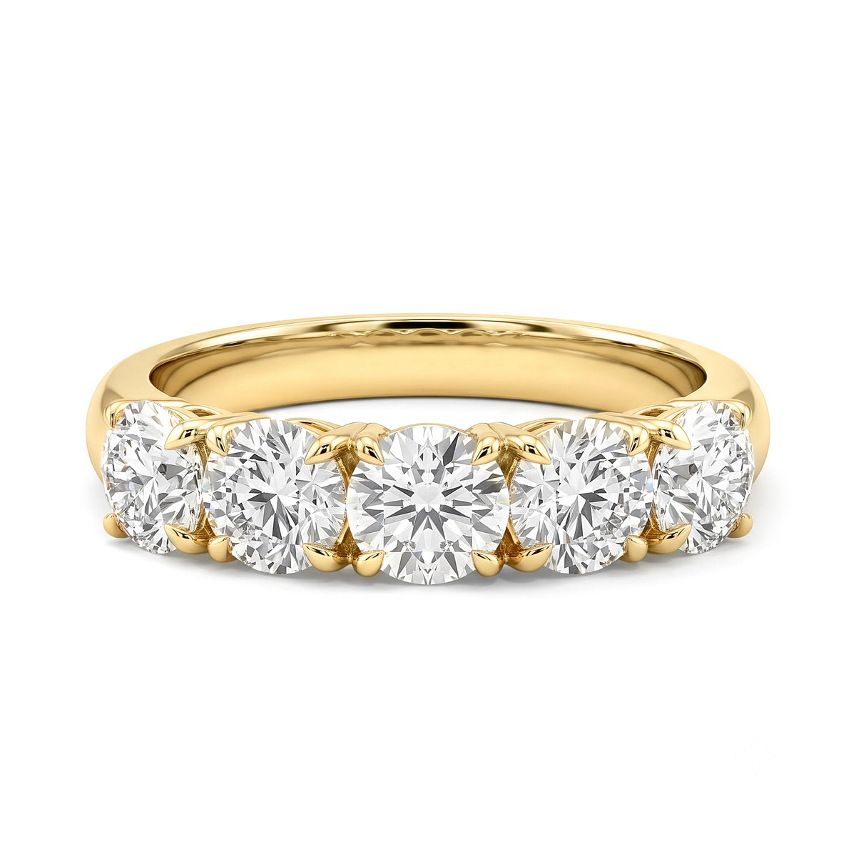 5 Round Brilliant Cut Diamonds set in 18K Yellow Gold
