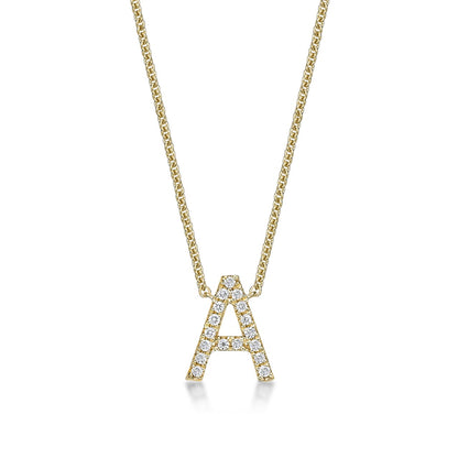 9K Round Brilliant Cut Diamond Initial Pendant image 0