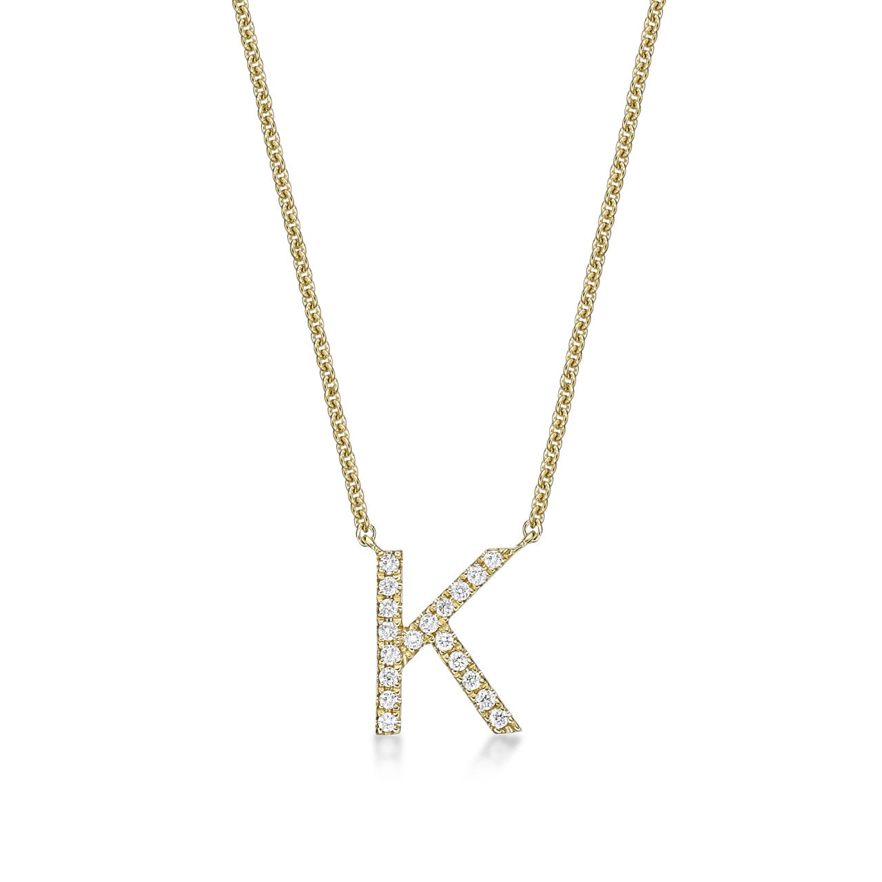 9K Round Brilliant Cut Diamond Initial Pendant image 2