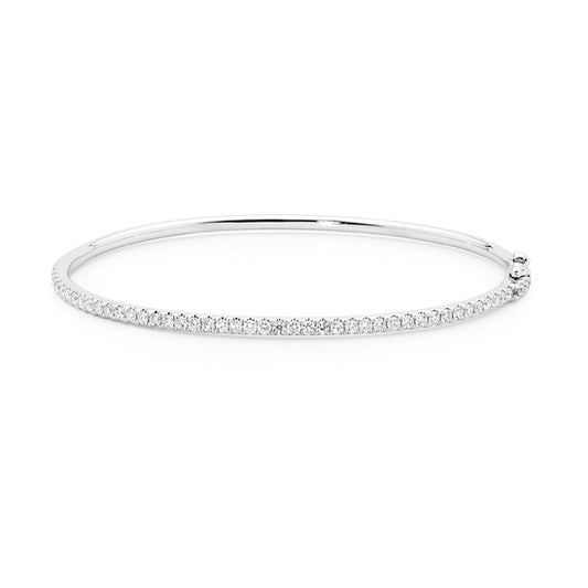 Round Brilliant Cut Diamond Gold Bangle image 0