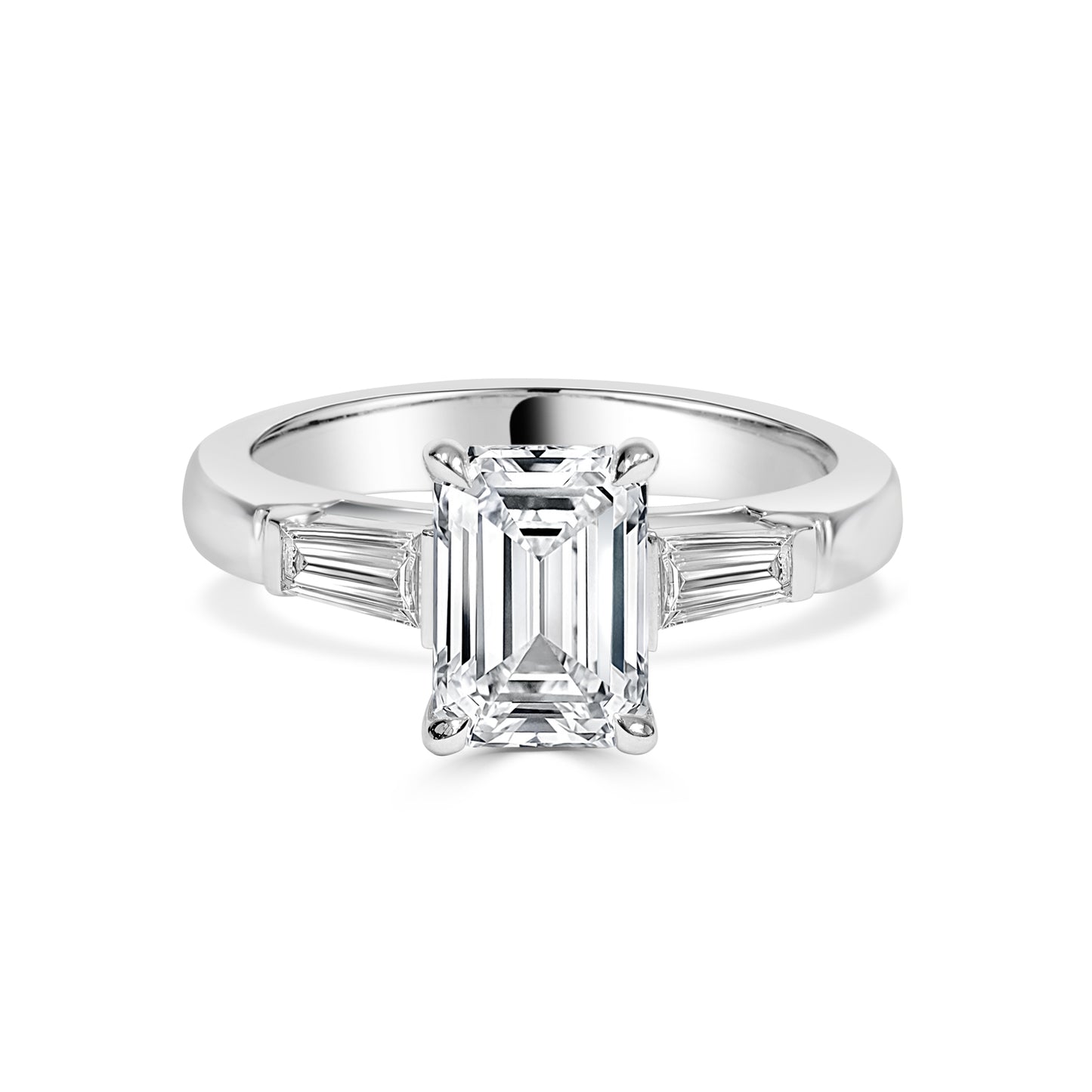 Elara - Emerald cut Lab Grown Diamond Trilogy Ring