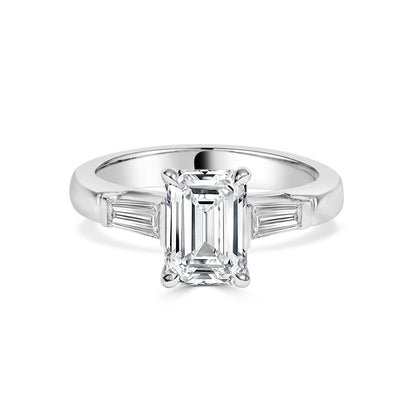 Elara - Emerald cut Lab Grown Diamond Trilogy Ring