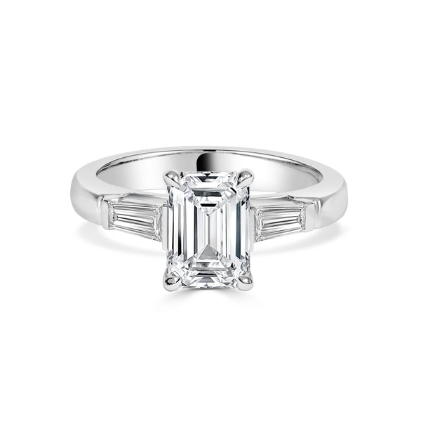 Elara - Emerald cut Lab Grown Diamond Trilogy Ring
