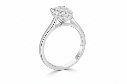 White Gold ring with a 3ct lab diamond on a white background