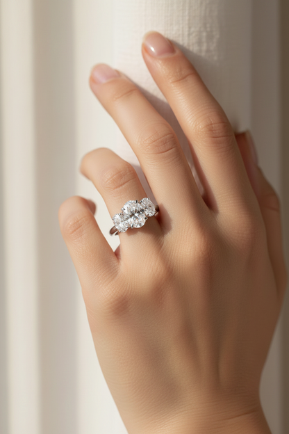 Astra - Lab Grown Diamond Oval Trilogy Engagement Ring