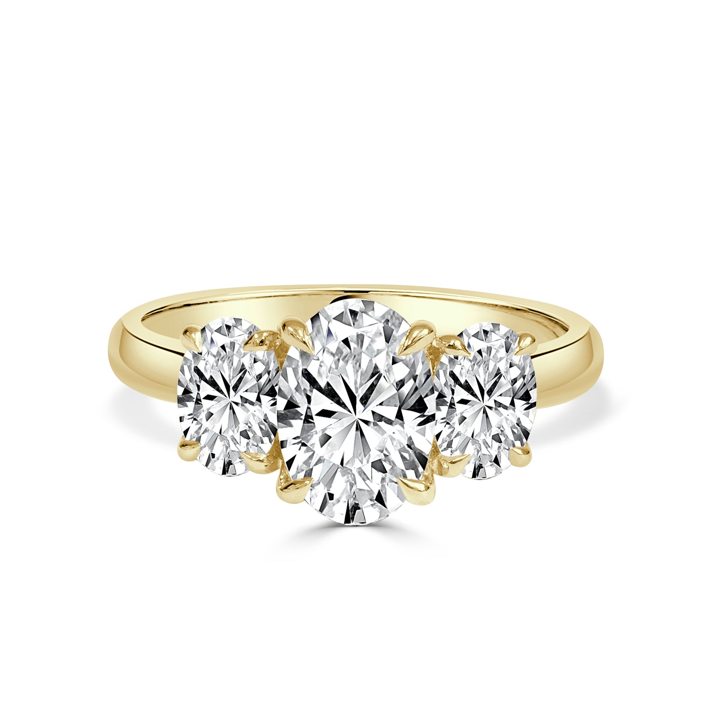 Astra - 18K Gold Oval Cut Trilogy Lab Grown Engagement Ring