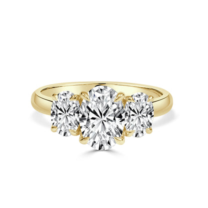Astra - 18K Gold Oval Cut Trilogy Lab Grown Engagement Ring