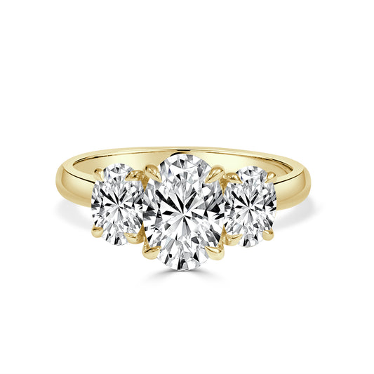 Astra - 18K Gold Oval Cut Trilogy Lab Grown Engagement Ring
