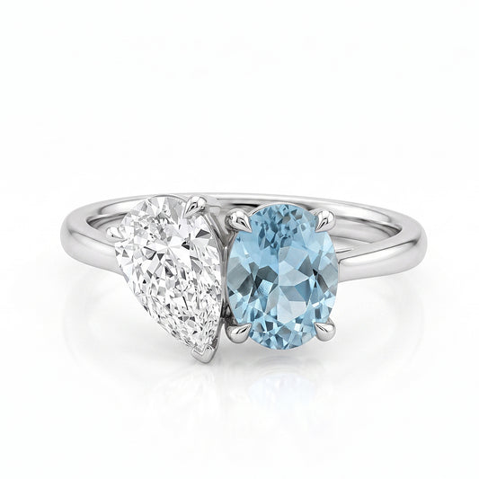 Aquamarine and Lab Grown Diamond Dress Ring