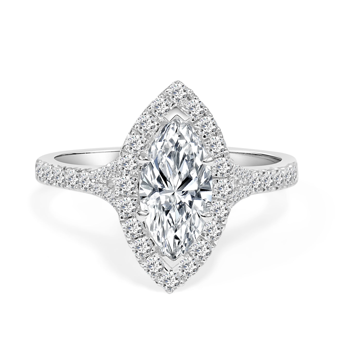 Lab Grown Marquise Diamond Halo Engagement Ring image 0