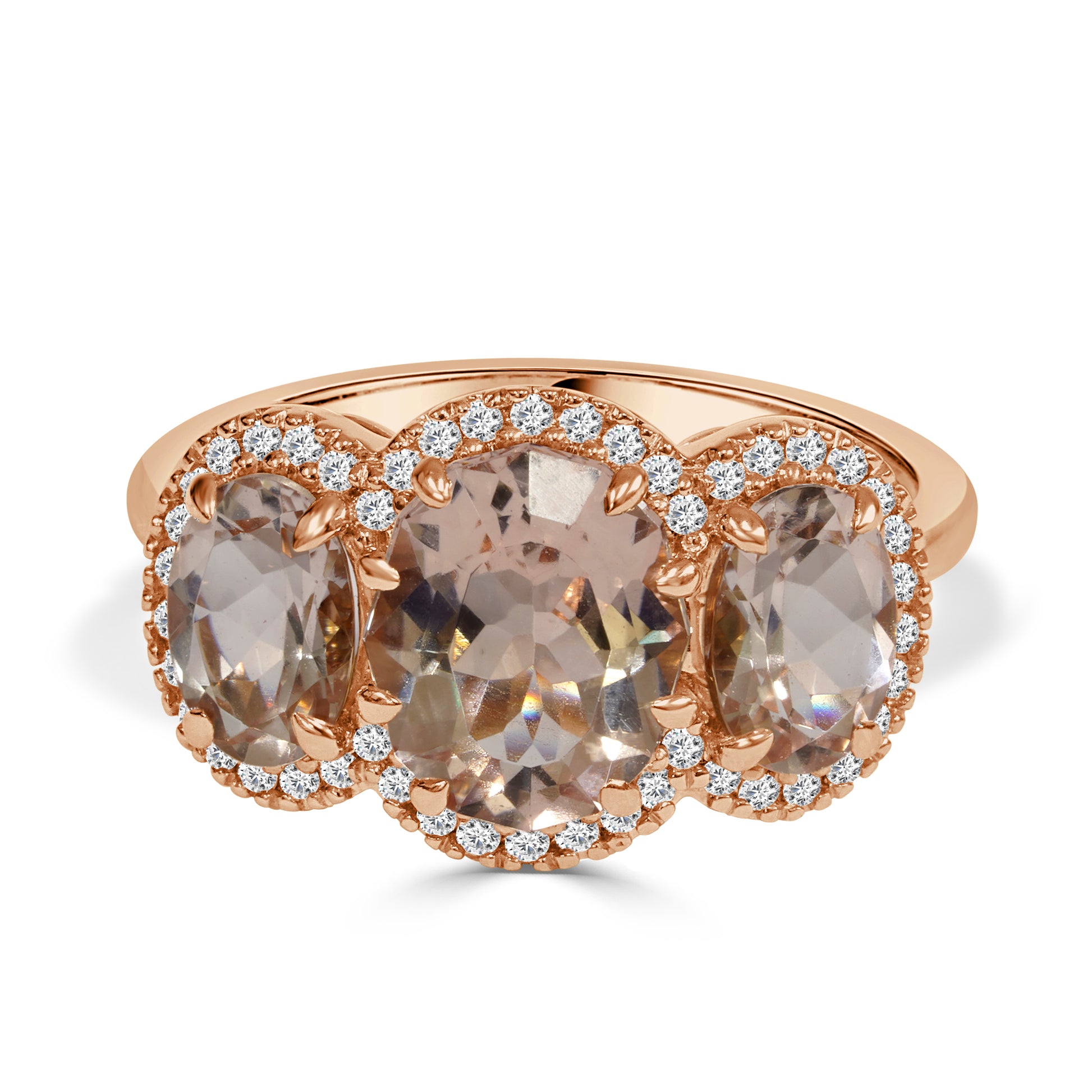 Morganite and Round Brilliant Cut Diamond Dress Ring  Diamonds  International