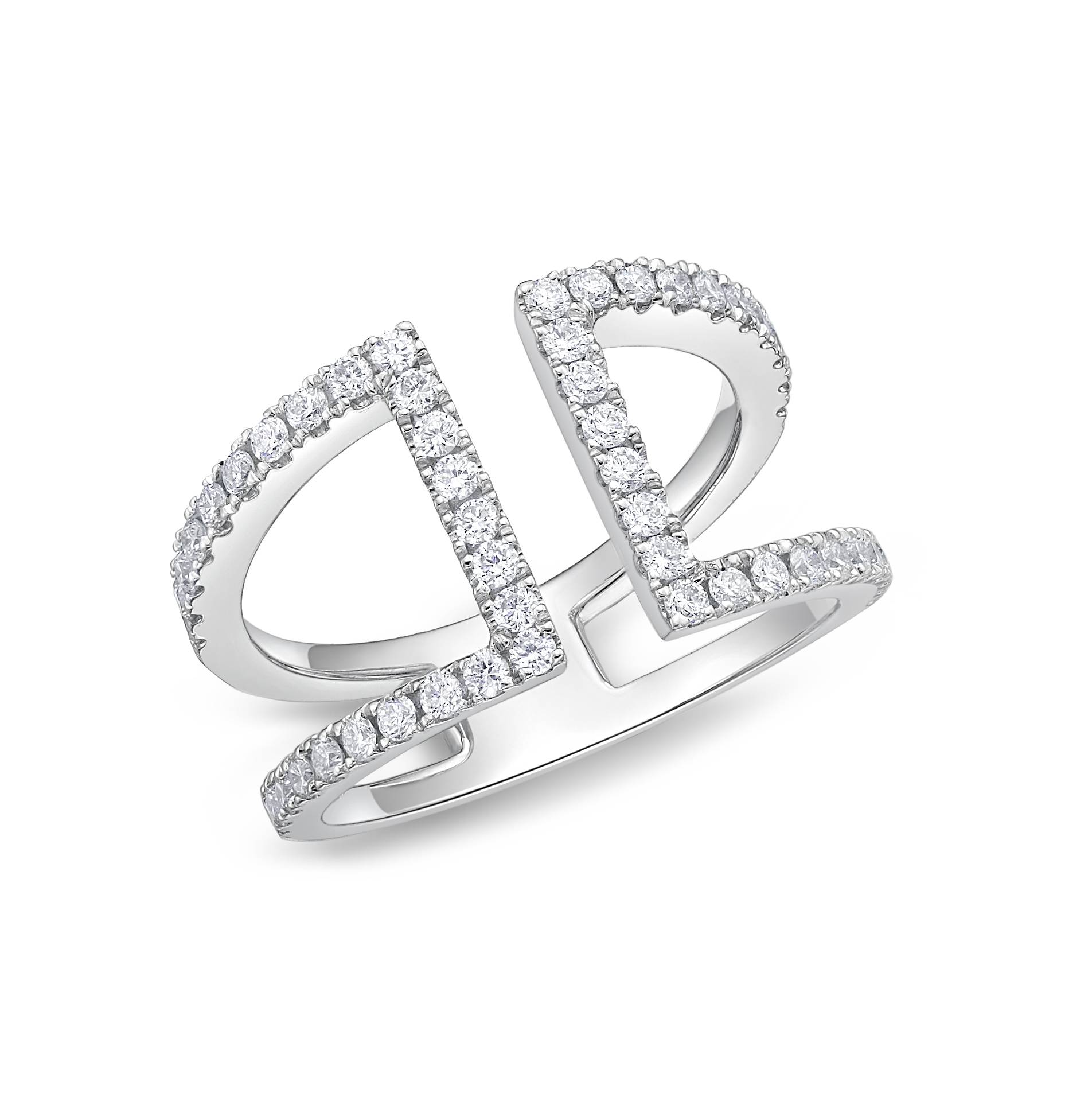Round Brilliant Cut Diamond Set Bar Band Dress Ring image 0