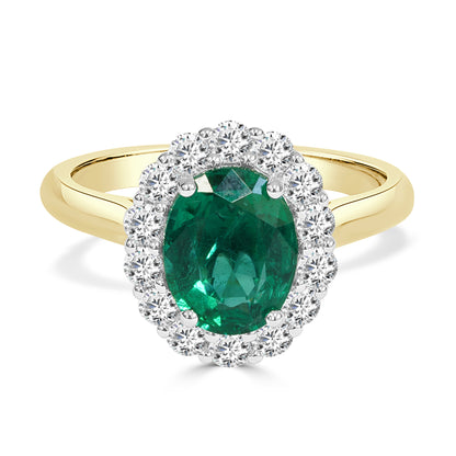 Emerald and Round Brilliant Cut Dress Ring image 0