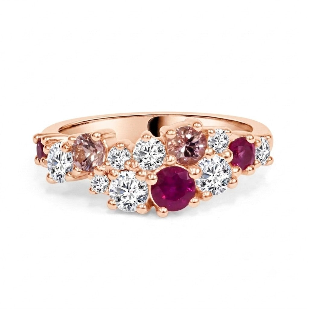 Ruby, Diamond and Spinel Cluster Dress Ring in 18K Rose Gold