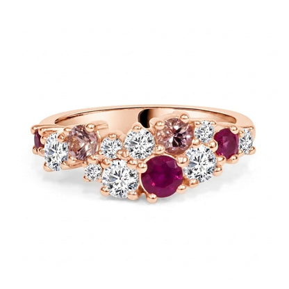 Ruby, Diamond and Spinel Cluster Dress Ring in 18K Rose Gold