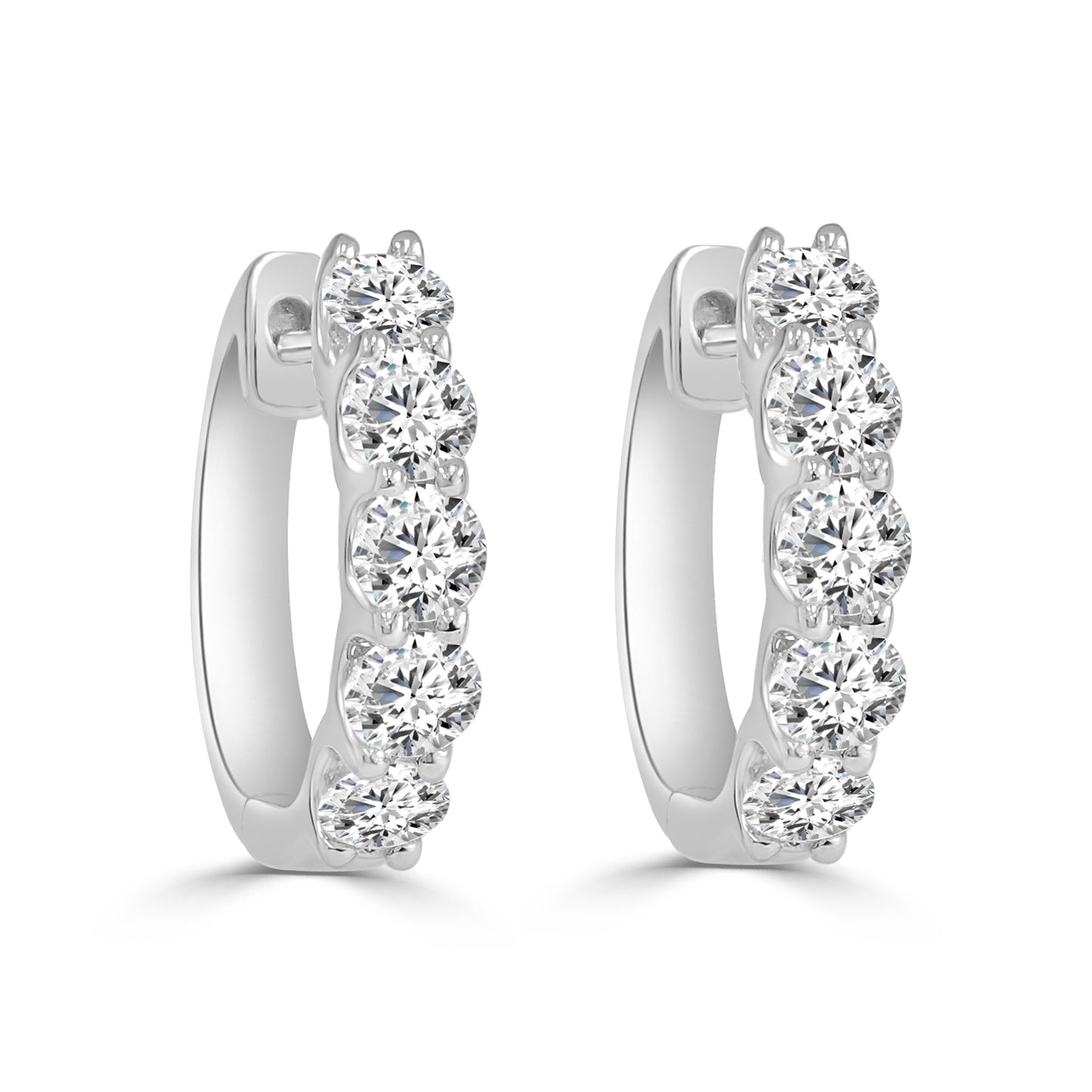 Diamond Huggie Hoop Earrings in 18ct White Gold