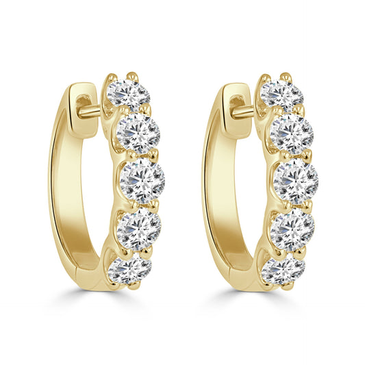 Natural Diamond Hoop Earrings in 18ct Yellow Gold