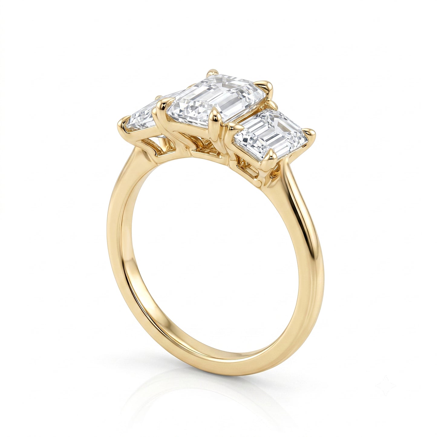 Emerald Cut Lab Grown Diamond Trilogy Ring