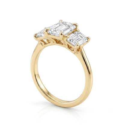 Emerald Cut Lab Grown Diamond Trilogy Ring