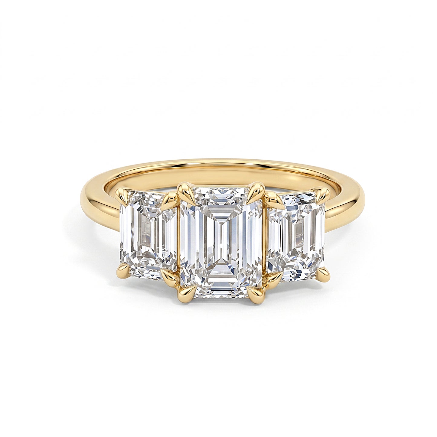 Emerald Cut Lab Grown Diamond Trilogy Ring
