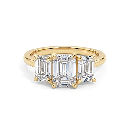 Emerald Cut Lab Grown Diamond Trilogy Ring