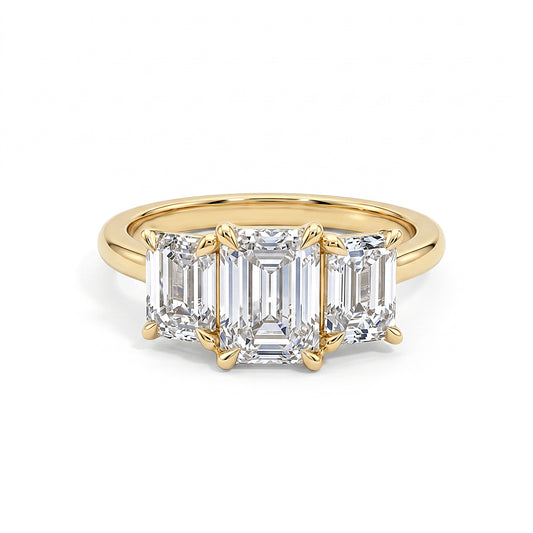 Emerald Cut Lab Grown Diamond Trilogy Ring