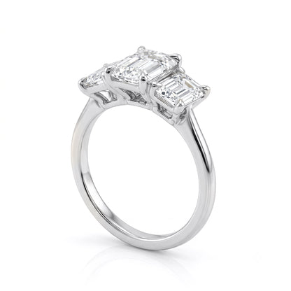 Emerald Cut Lab Grown Diamond Trilogy Ring