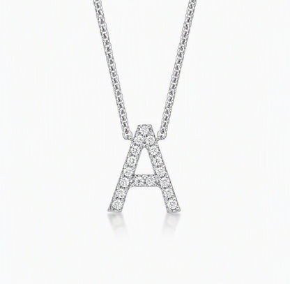 9K Round Brilliant Cut Diamond Initial Pendant