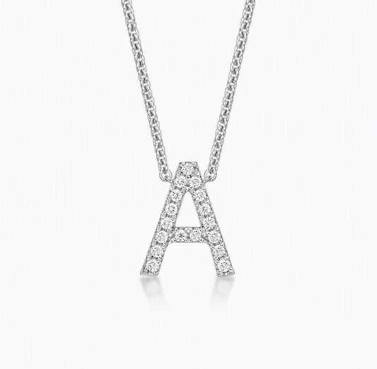 9K Round Brilliant Cut Diamond Initial Pendant
