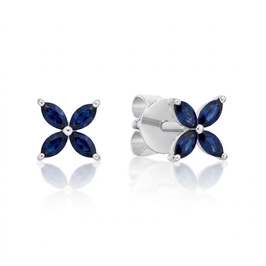 Ceylon Sapphire Marquise Cut Petal Studs