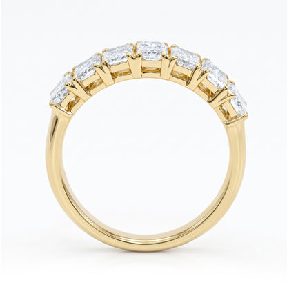18K Yellow 7 stone Radiant Cut Diamond Band side view
