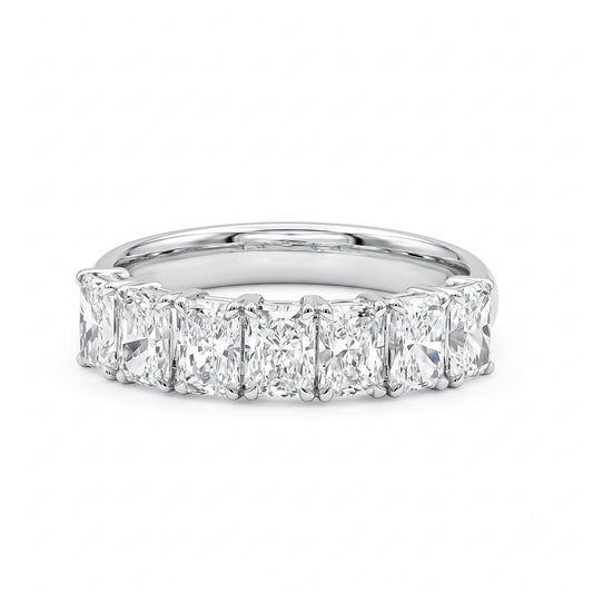 7 stone Radiant Cut Diamond Band set in 18K  White gold