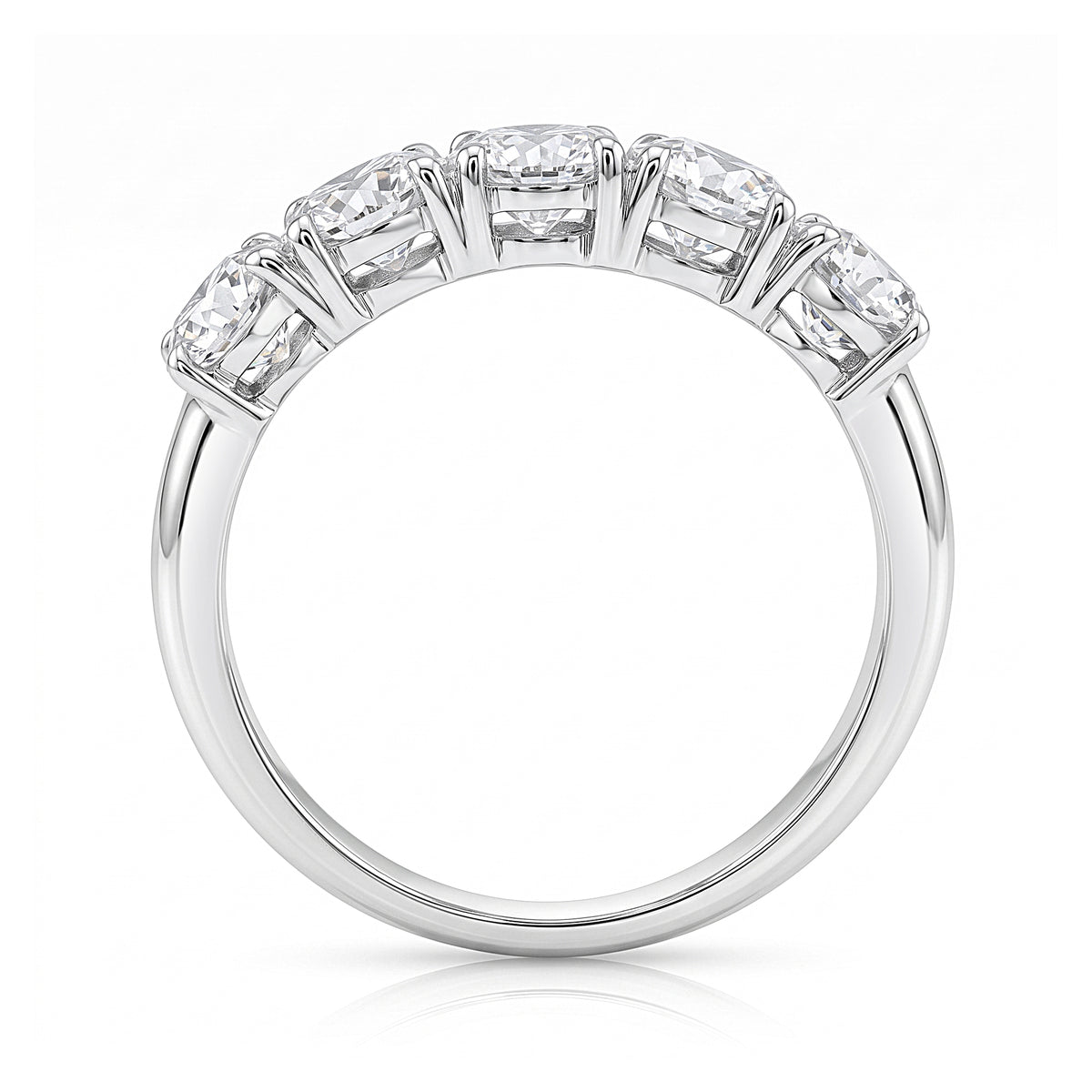 Round Brilliant Cut Diamond Band set in 18Kw side view