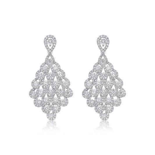Round Brilliant Cut Chandelier Style Earrings image 0